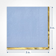 Blue Beverage Napkins with Gold Stamp - 5 In. X 5 In.