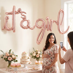 Rose Gold "It's a Girl" Script Foil Balloon