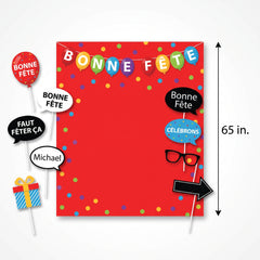 Birthday Party "Bonne Fête" Scene Setter with Fun Photo Booth Props Kit