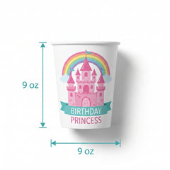 Princess Castle Birthday Paper Cups - 9oz