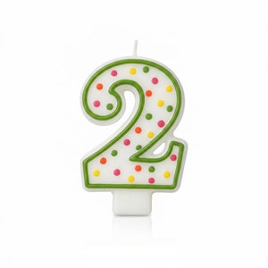Polka Dot Number 2 Birthday Candle | 3 In.