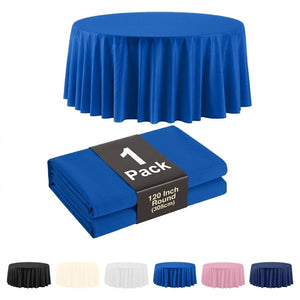 120 in. Premium Round Dark Blue Plastic Table Cover