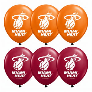 Miami Heat 12-Inch Latex Balloons - 6 Pack