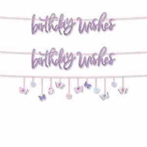 Butterfly Flutter "Birthday Wishes" Double Banner Decoration