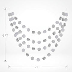 Silver Glitter Polka Dot String Decorations - 7" Length, 6 Pack
