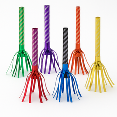 Rainbow Fringe Blowout Noisemakers - 8 Pack