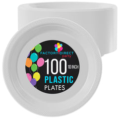 10 In. White Plastic Plates | 100 Count