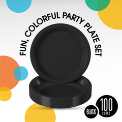 10 In. Black Plastic Plates | 100 Count
