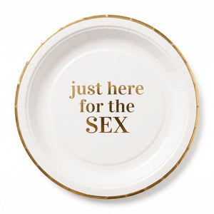 Gender Reveal Paper Plates - "Just Here for the Sex" 9-Inch