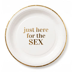 Gender Reveal Paper Plates - "Just Here for the Sex" 9-Inch