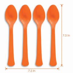 Vibrant Orange Plastic Spoons - Solid Color Tableware - 7.5 in.