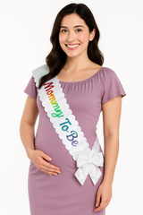 "Mommy To Be" Scalloped Baby Shower Sash with Bow