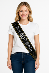Black & Silver "It's My 40th Birthday" Sparkling Celebration Sash