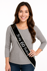 Black & Silver "It's My 60th Birthday" Sparkling Celebration Sash