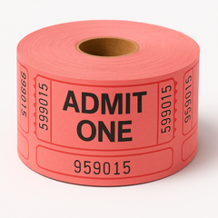 Classic Red "Admit One" Ticket Roll - 2000 Count