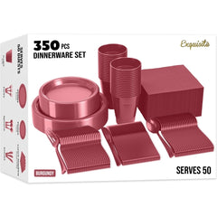 350 Piece Combo Set - Service For 50 - Burgundy