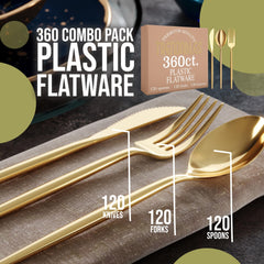Trendables Gloss Gold Cutlery Combo | 360 Count
