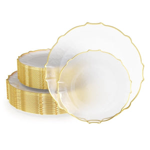 Clear/Gold Petal Plates | Combo Pack 120/120