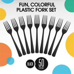 PMA - Heavy Duty Black Plastic Forks - 50 Ct.
