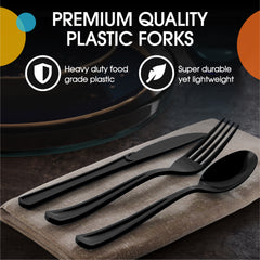 PMA - Heavy Duty Black Plastic Forks - 50 Ct.