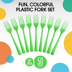 PMA - Heavy Duty Lime Green Plastic Forks - 50 Ct.