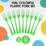 PMA - Heavy Duty Lime Green Plastic Forks - 50 Ct.