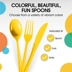 PMA - Heavy Duty Yellow Plastic Spoons - 50 Ct.