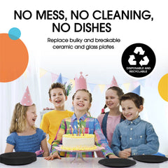 PMA - 7 In. Black Plastic Plates - 50 Ct.