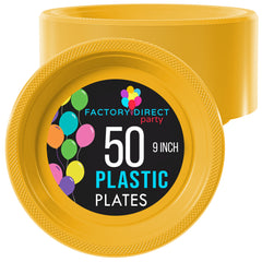 PMA - 9 In. Yellow Plastic Plates - 50 Ct.