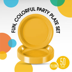 PMA - 9 In. Yellow Plastic Plates - 50 Ct.