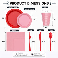 350 Pcs Valentines Day Plastic Disposable Tableware Set