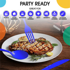 350 Pcs Dark Blue/White Disposable Tableware Set