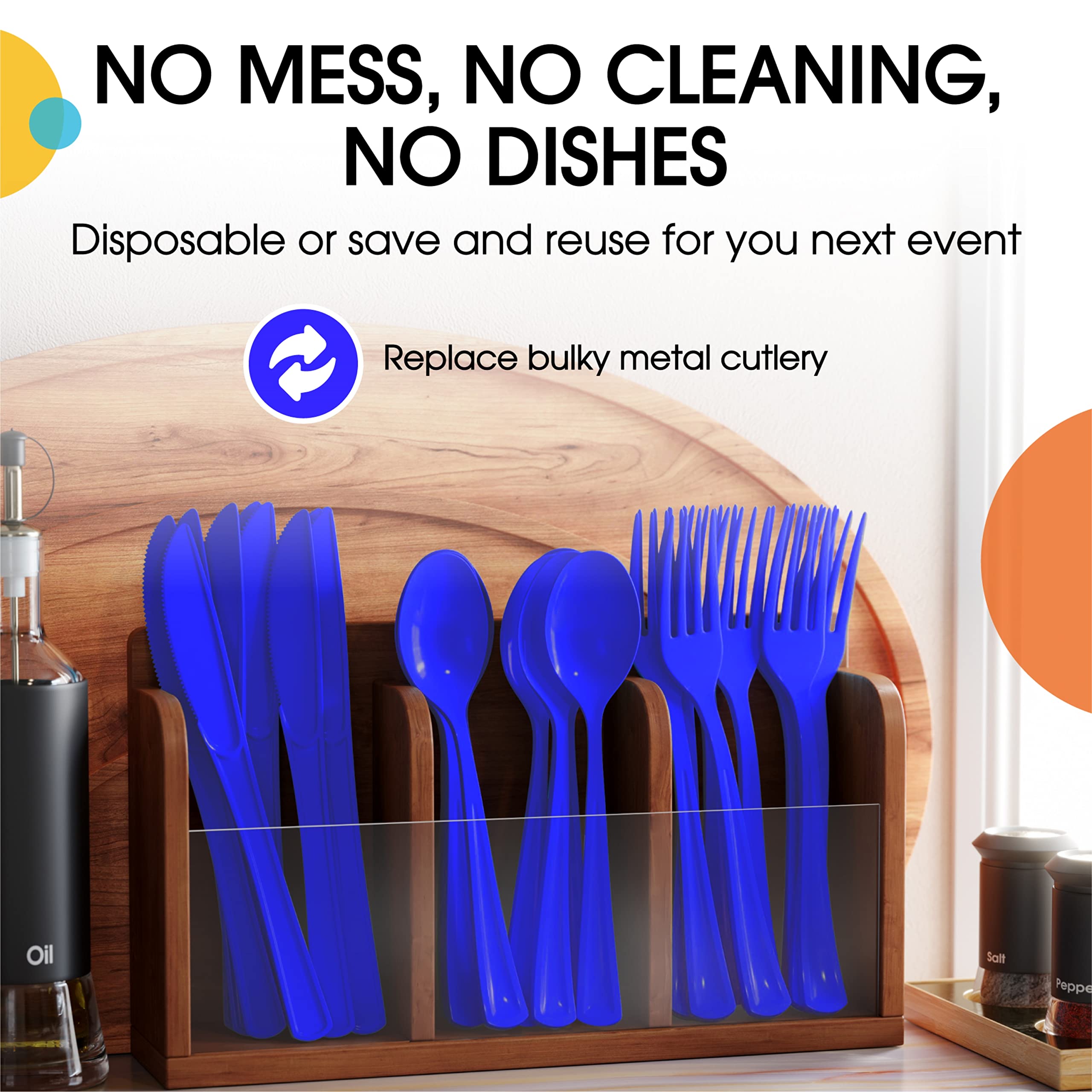 350 Pcs Dark Blue/White Disposable Tableware Set