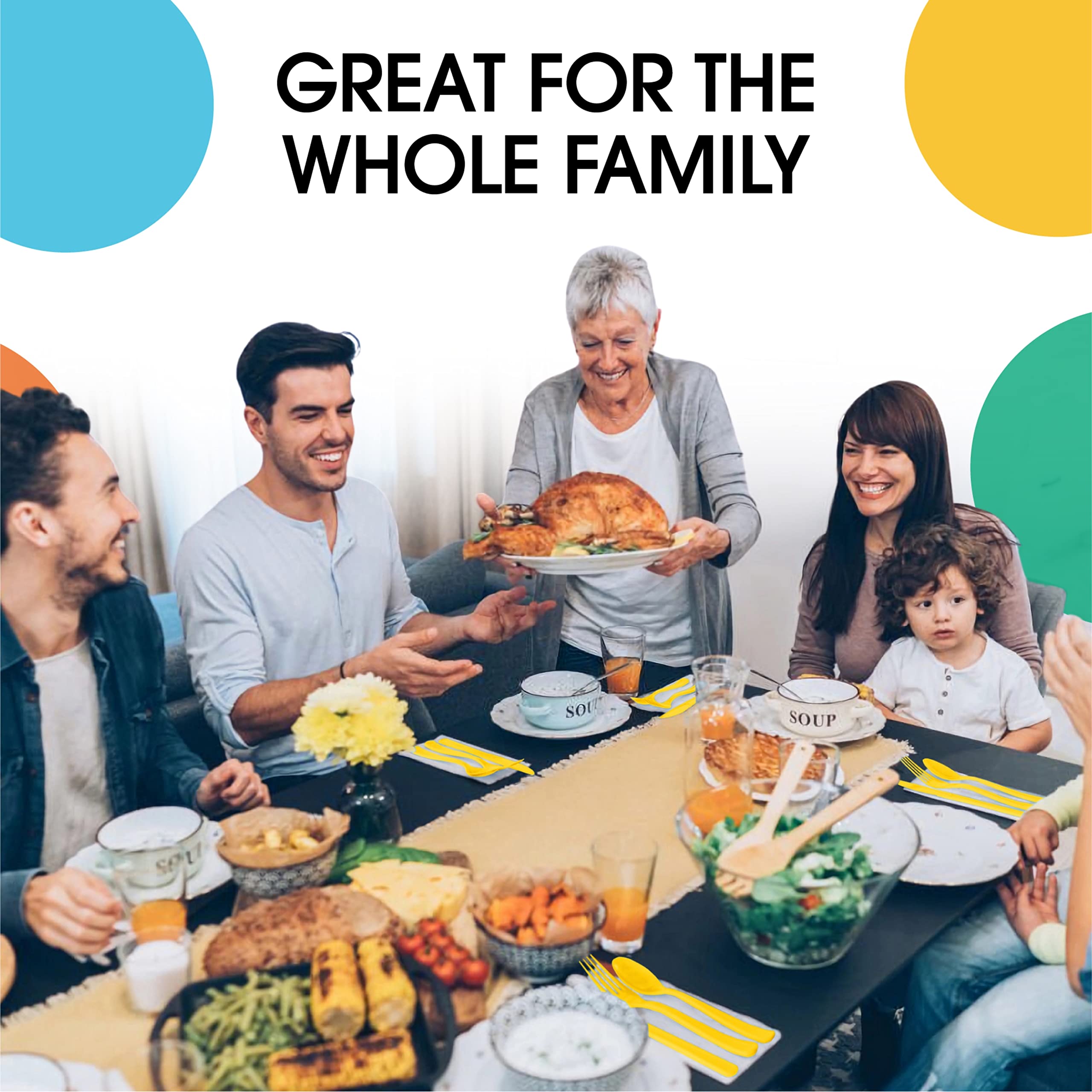 350 Pcs White/Yellow Disposable Tableware Set