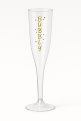 Metallic Gold "Bubbly" Plastic Champagne Flutes - 5.5 oz, Pack of 8