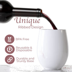 12 Oz. Stemless Wine Tumbler 24 Count | White