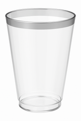 Elegant Silver Trim Plastic Tumblers, 16 oz, Pack of 16