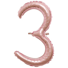Rose Gold Script Number 3 Balloon - 16-Inch Air-Filled Foil