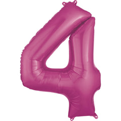 Bright Pink Number 4 Foil Balloon