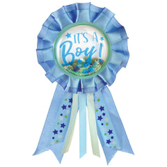 "It's a Boy" Confetti Shaker Award Ribbon - Blue Baby Shower Accessory
