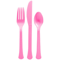 Hot Pink Heavyweight Plastic Cutlery Set - 7.5 in. - 24 Count