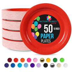 10"" Paper Plates 50 pack - Red Amscan
