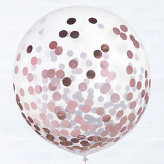Rose Gold Confetti Latex Balloons, 24-Inch, 2-Pack
