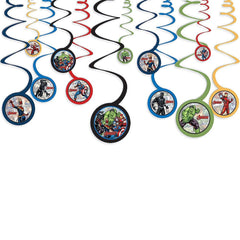Marvel Avengers Powers Unite Hanging Swirl Decorations - 12 Pack