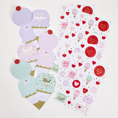Valentine's Day Ice Cream Truck Card & Sticker Set