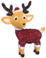 3D Tinsel Reindeer with Santa Hat Christmas Decoration