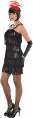 Adult Flashy Flapper Costume with Fringe and Headband