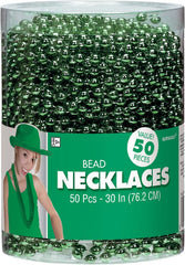 Festive Green Bead Necklaces - 50 Pack
