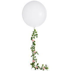 Pink Floral Balloon Tail with 24-Inch Balloon