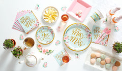 "From Miss to Mrs." Metallic Mint Floral Wedding Plates, 10.5-Inch, 8-Pack